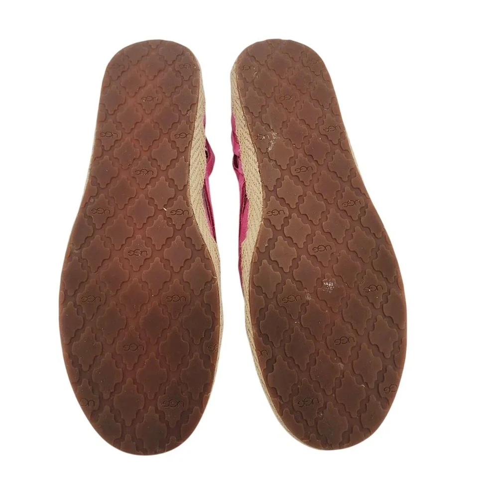 UGG Australia Pink Suede Espadrille Flats Woven Strappy 1006664 Womens 9‎
